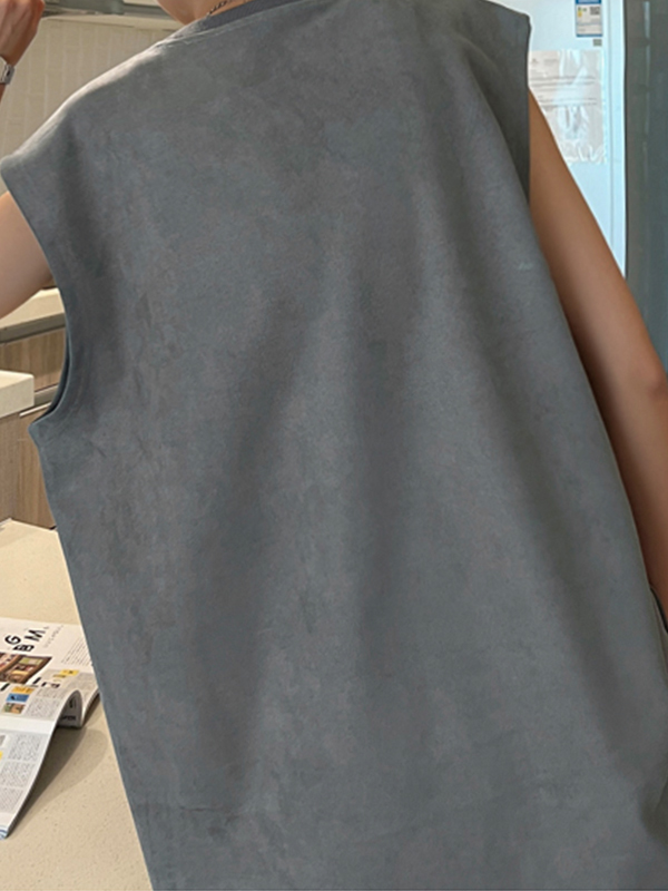 Chaleco de ante con estampado de letras para hombre-3