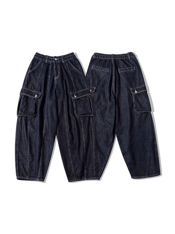 Vaqueros cargo holgados con bolsillo grande para hombre-4