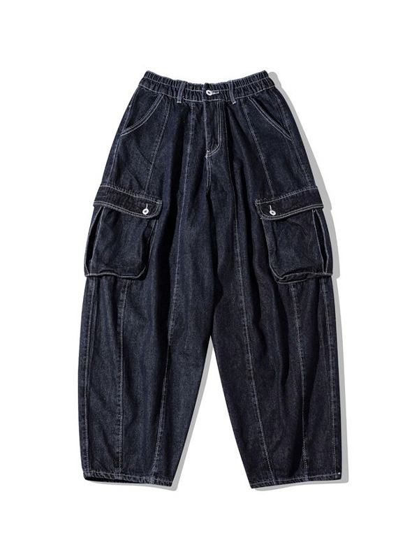 Vaqueros cargo holgados con bolsillo grande para hombre-3