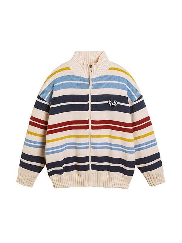 Chaqueta de punto extragrande con rayas de colores para hombre-1