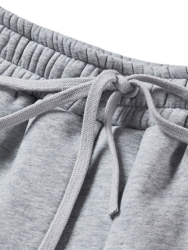 Pantalones deportivos Hip Pop de lana de color sólido con pies atados para hombre-2