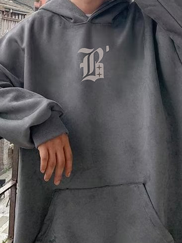 Sudadera con capucha extragrande estampada para hombre-3