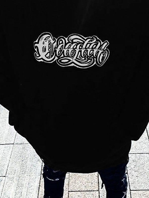 Sudadera extragrande con capucha y estampado desorganizado para hombre-4