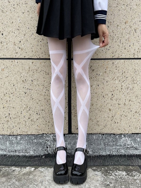 Medias de malla transparente entrecruzadas-2